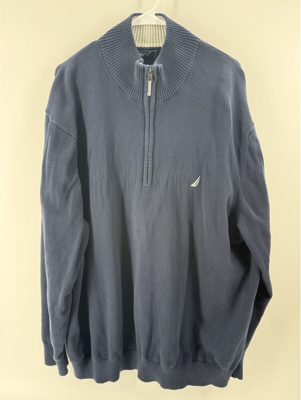 Nautica Men's 4X Navy Knit 1/4 Zip Mock Neck Pullover Sweater Blue